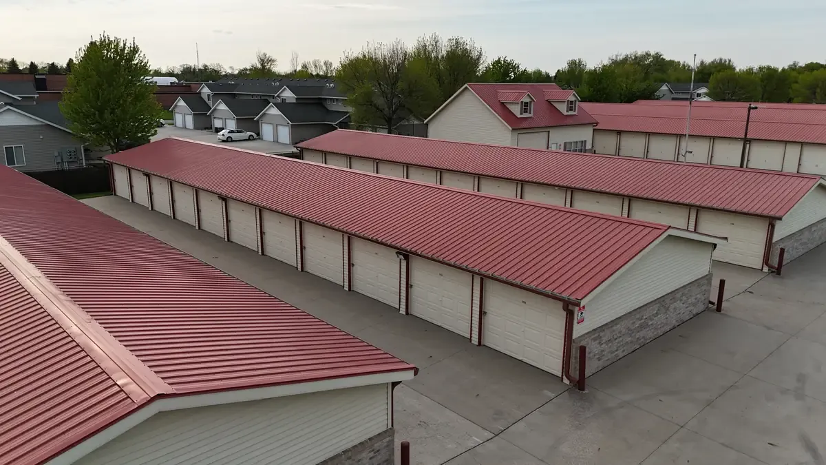 Aerial view of facility with drive up units